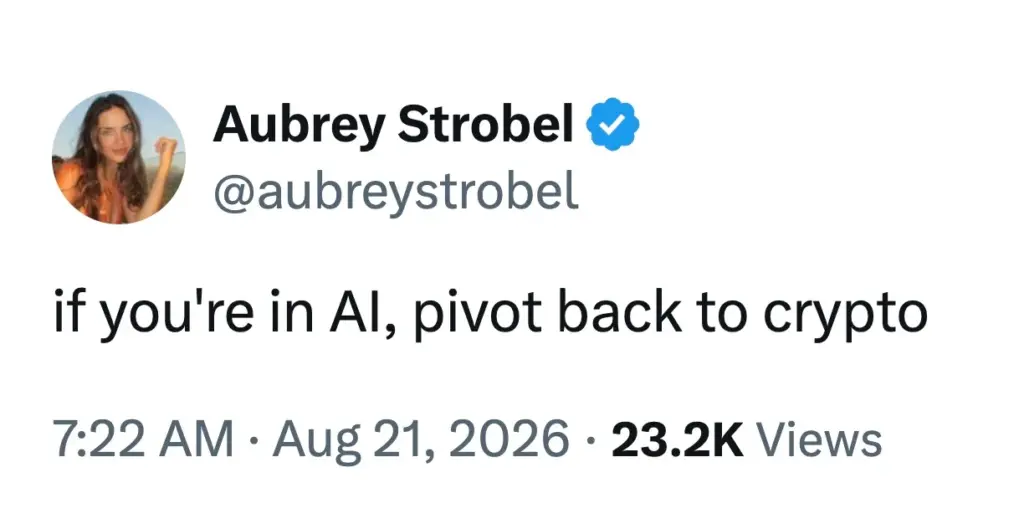 Aubrey Strobel Aug. 21, 2026 X post reads, 